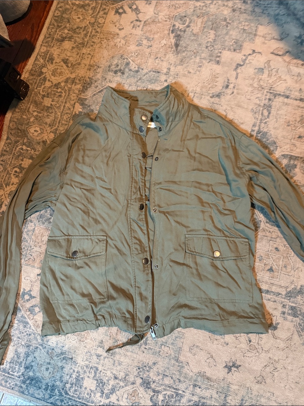 Blu Pepper Olive Green Utility Jacket with Front Pockets